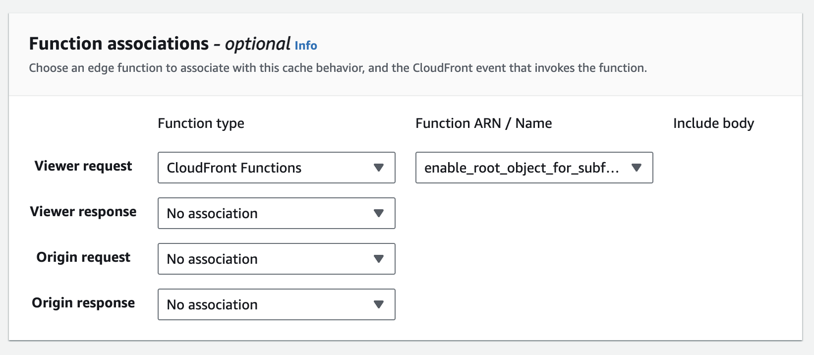 CloudFront functions configuration